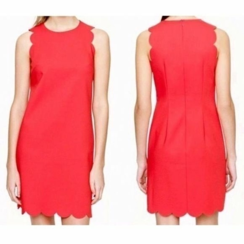 NWT J Crew Coral Laser Cut Scallop Shift Dress size 2